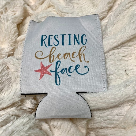 Resting Beach Face Can Koozie for Resort Vacay Beach or Pool - Picture 2 of 3